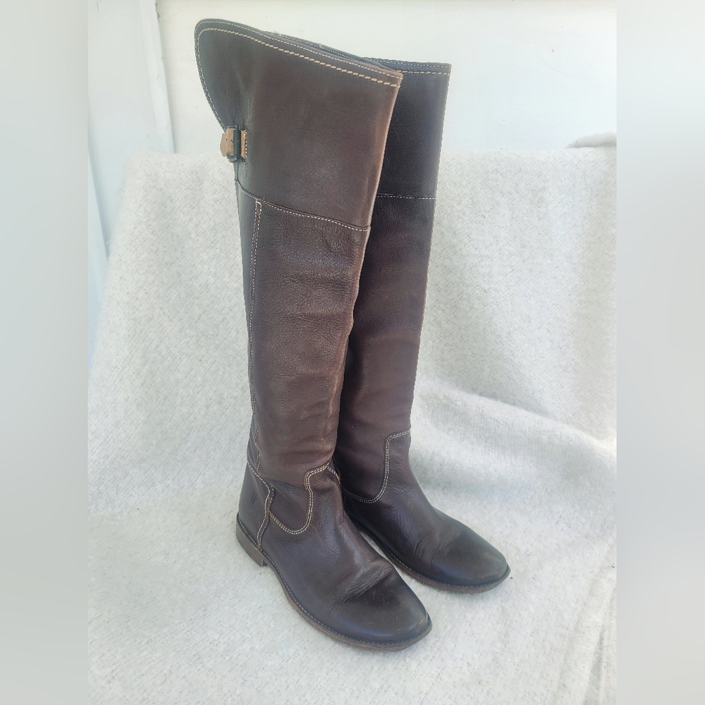 Frye Brown Leather Knee High Riding Boots Sz 7 B